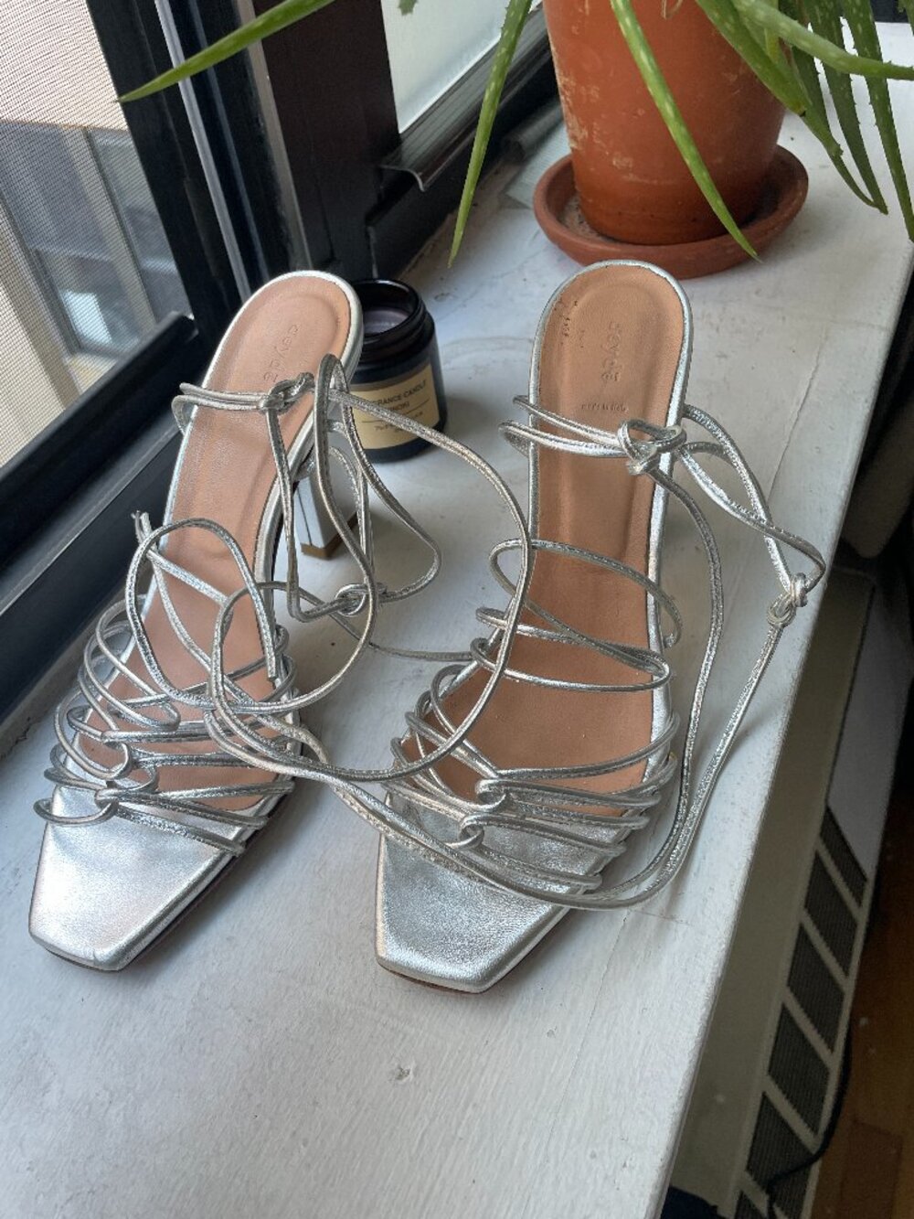 Aeyde Roda Metallic Leather Sandals